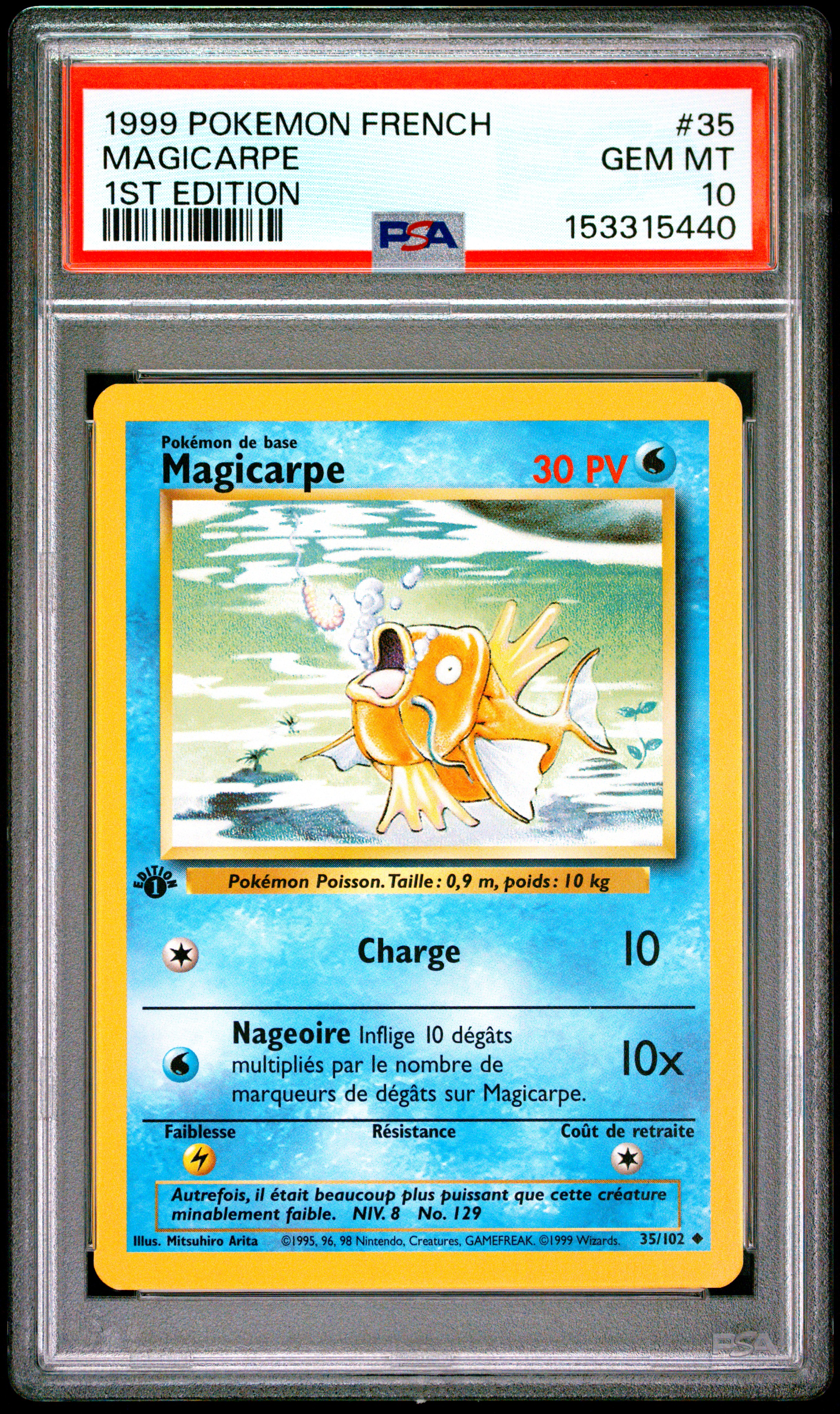 1999 #35 Magicarpe 1st Edition PSA 10 French