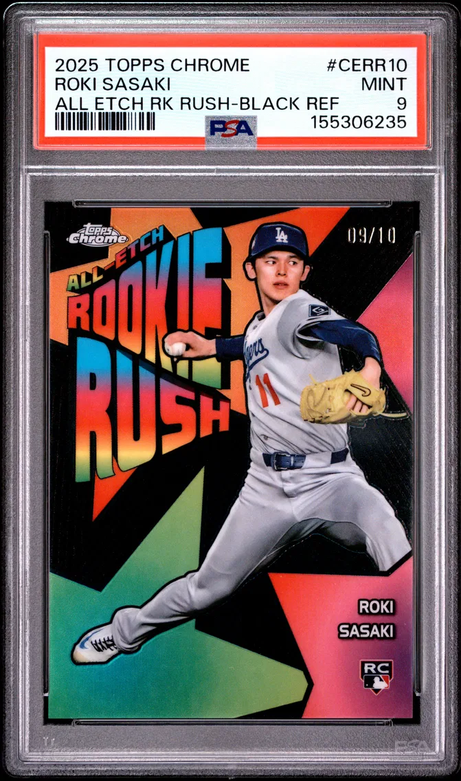 2025 #CERR10 Roki Sasaki PSA 9 Topps Chrome All Etch Rookie Rush