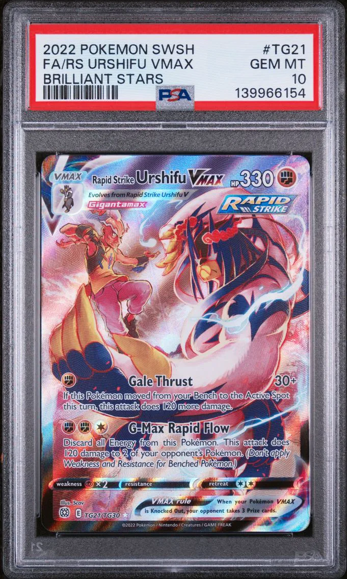 2022 #TG21 Full Art/Rapid Strike Urshifu Vmax PSA 10 Sword & Shield Brilliant Stars