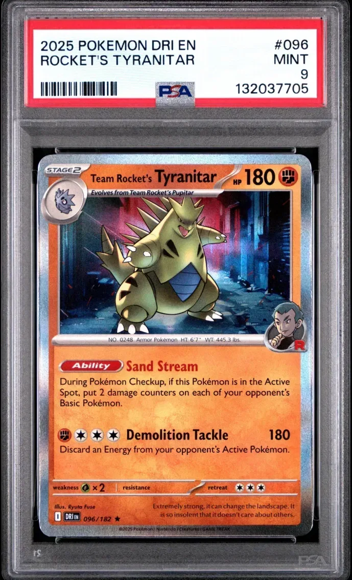 2025 Pokemon Dri EN-Destined Rivals Team Rocket's Tyranitar Dri EN-Destined Rivals #096 PSA 9