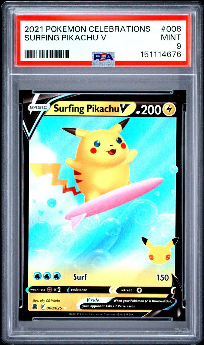 2021 #008 Surfing Pikachu V PSA 9 Celebrations