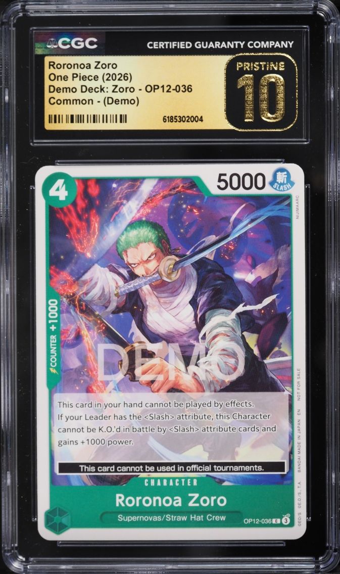 2026 #OP12-036 CGC 10 One Piece Demo Deck Zoro Roronoa Zoro