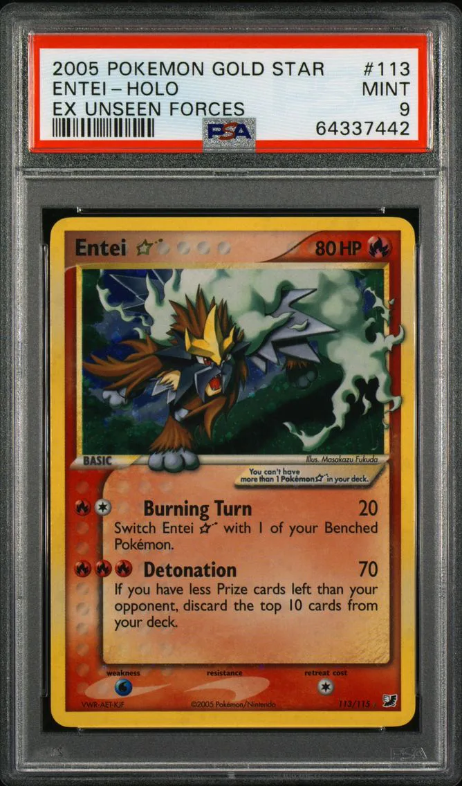 2005 #113 ENTEI-HOLO PSA 9 POKEMON EX UNSEEN FORCES | GOLD STAR