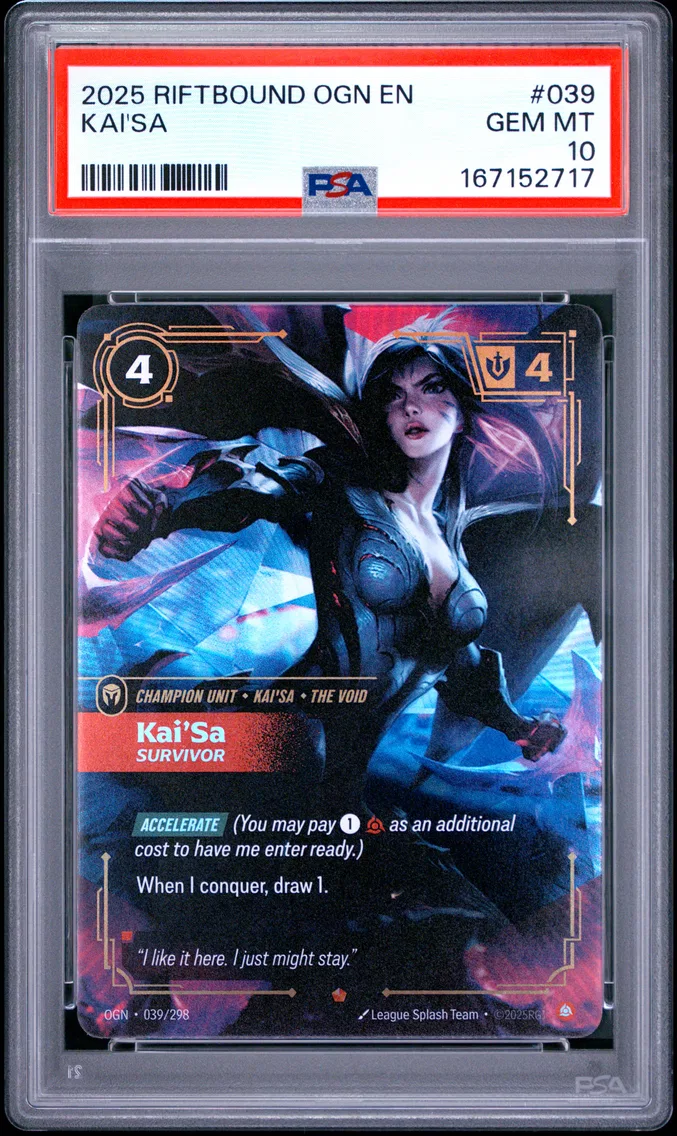 2025 #039 Kai'SA - Survivor PSA 10 Riftbound: League of Legends Ogn-Origins