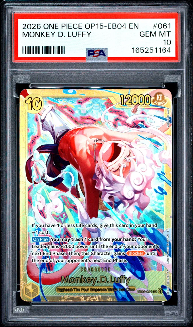2026 #061 Monkey D. Luffy PSA 10 One Piece OP15-EB04-Adventure on Kami's Island