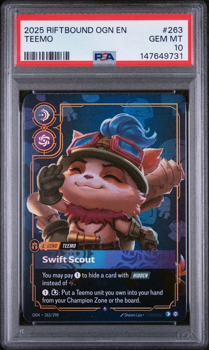2025 #263 Teemo - Swift Scout PSA 10 Riftbound: League of Legends Ogn-Origins
