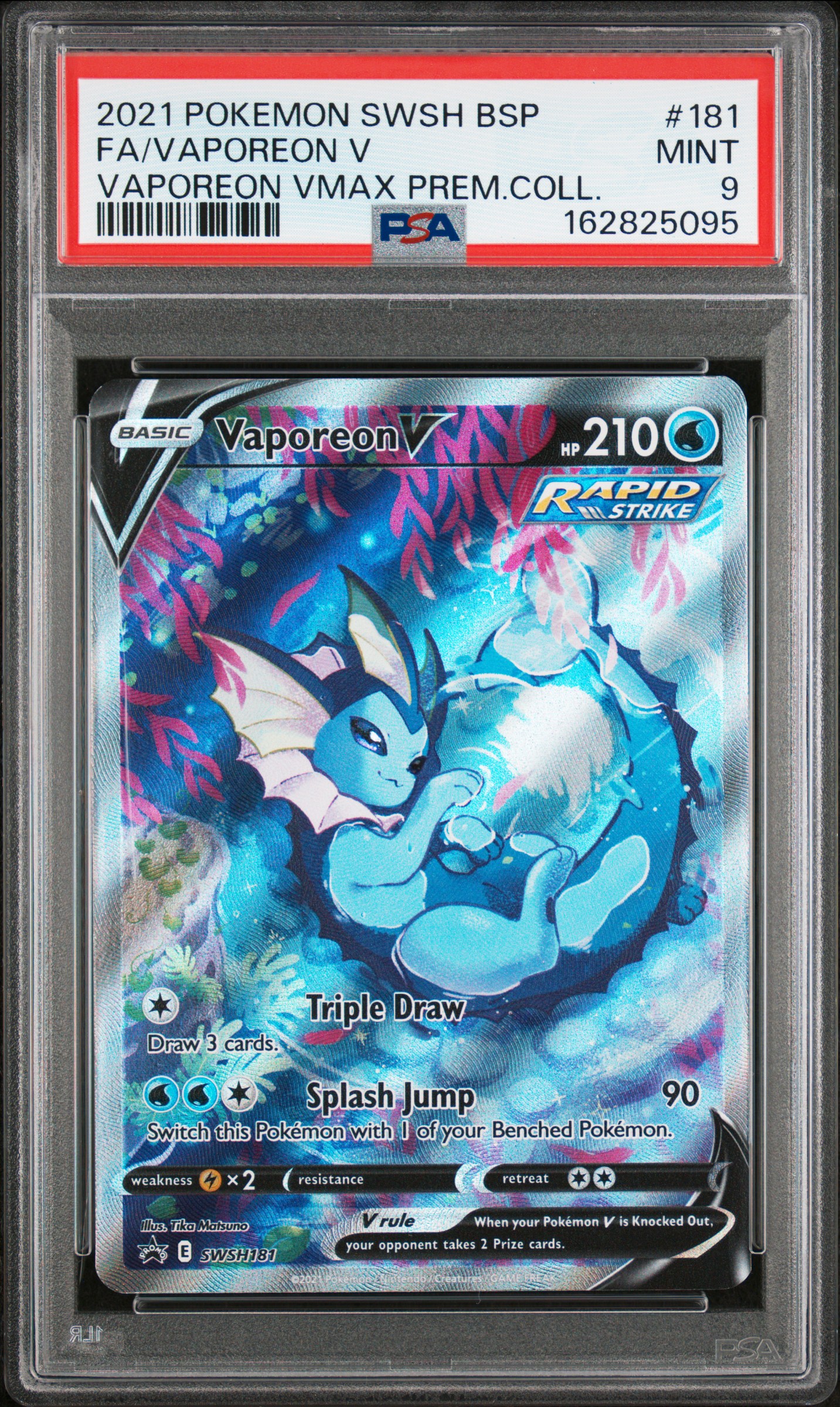 2021 #181 Full Art/Vaporeon V PSA 9 Swsh Black Star Promo