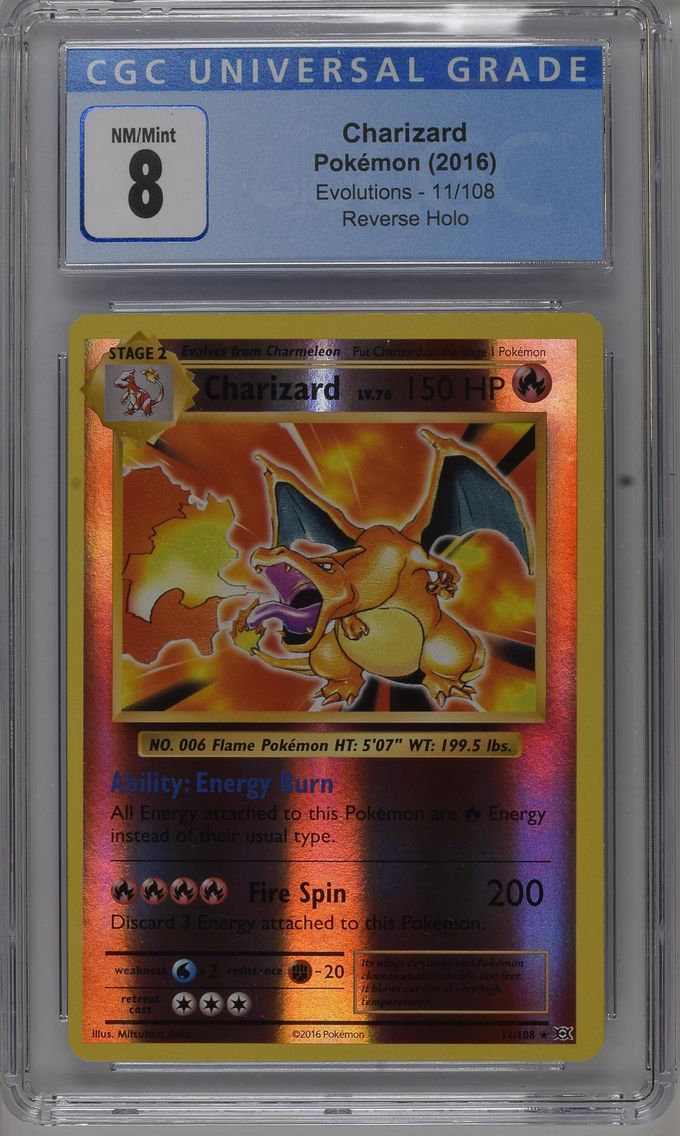 2016 #11 Charizard Reverse Holo CGC 8 Evolutions - English