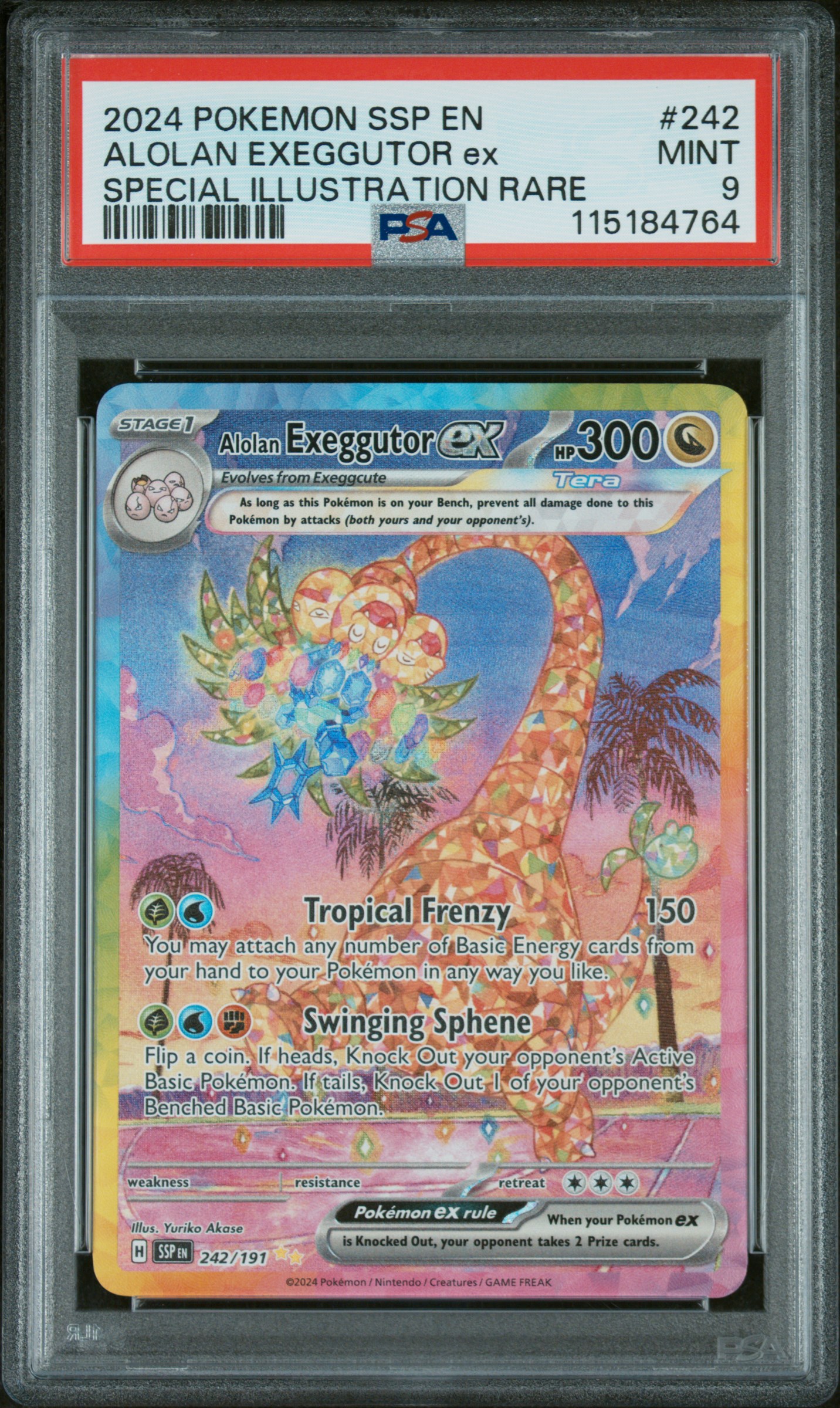 2024 #242 Alolan Exeggutor Ex PSA 9 Ssp En-Surging Sparks