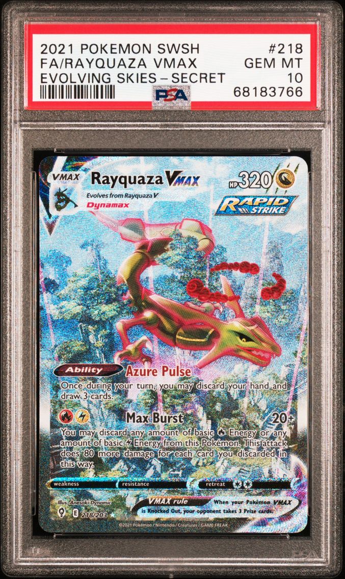 2021 #218 Full Art/Rayquaza Vmax PSA 10 Sword & Shield Evolving Skies