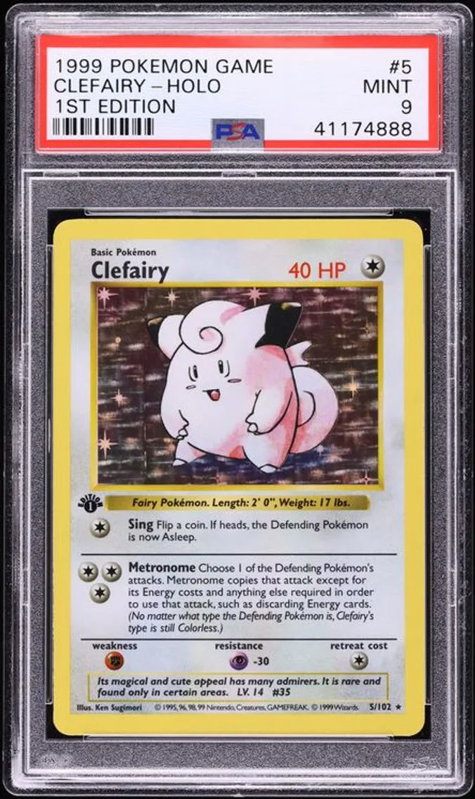 1999 #5 Clefairy PSA 9  Pokemon Base Set Shadowless 1st Edition Holo