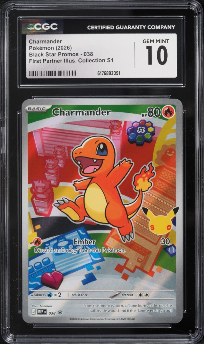 2026 Pokemon Mega Evolution Promo First Partner Illustration S1 Full Art Charmander #38 CGC 10