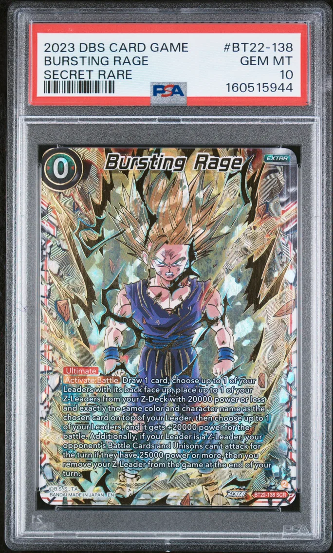 2023 #BT22-138 Bursting Rage PSA 10 Dragon Ball Super Card Game Series 22 Critical Blow