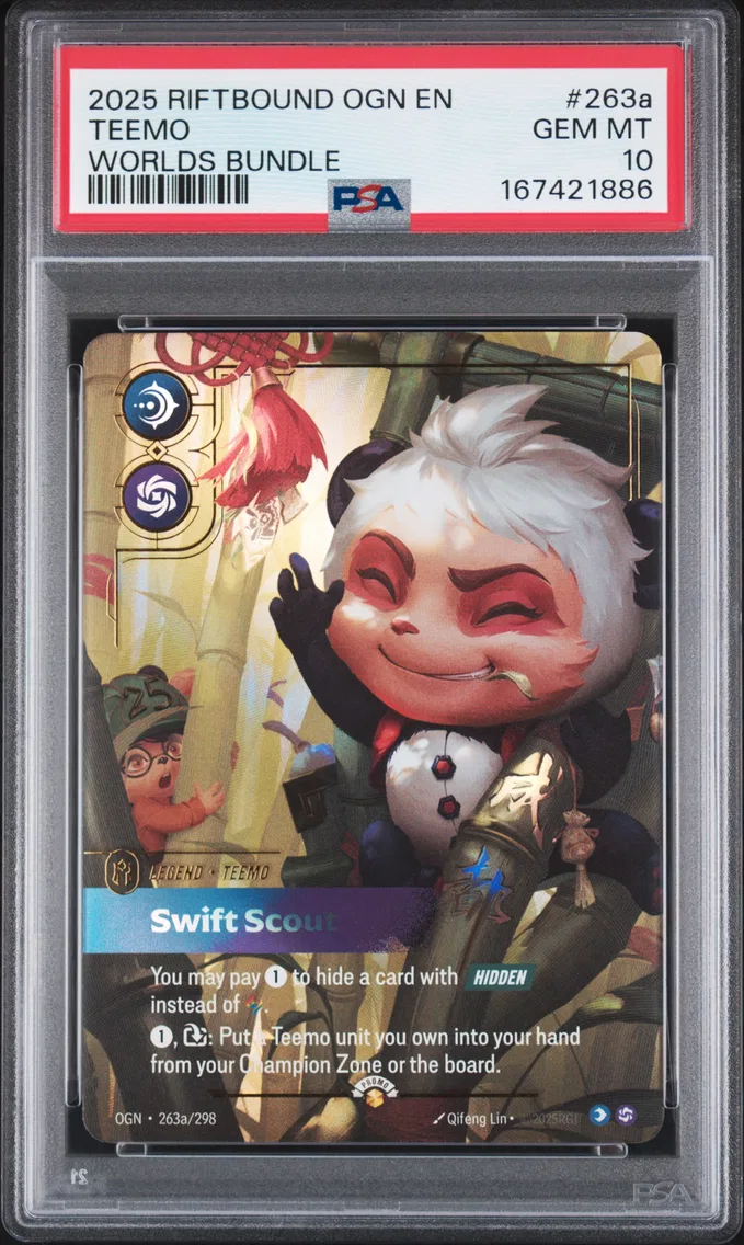 2025 #263a Teemo - Swift Scout PSA 10 Riftbound: League of Legends Ogn-Origins