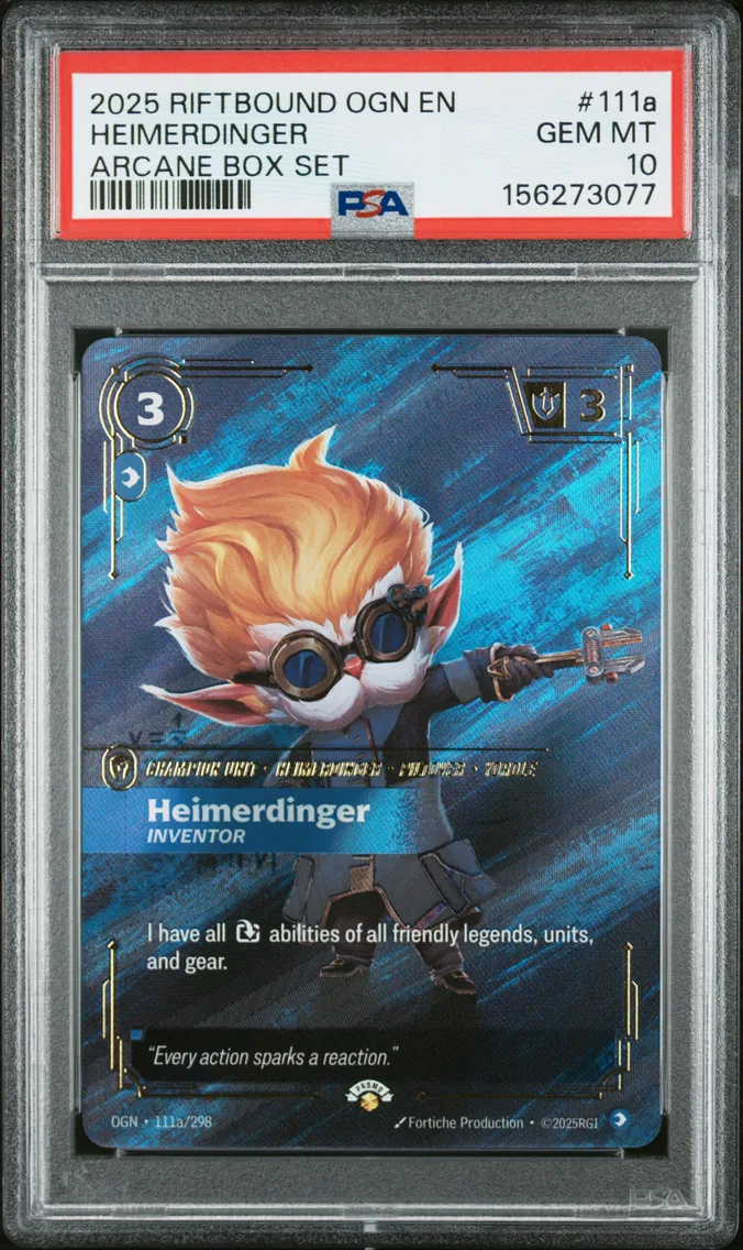 2025 #111a Heimerdinger - Inventor PSA 10 Riftbound: League of Legends Ogn-Origins
