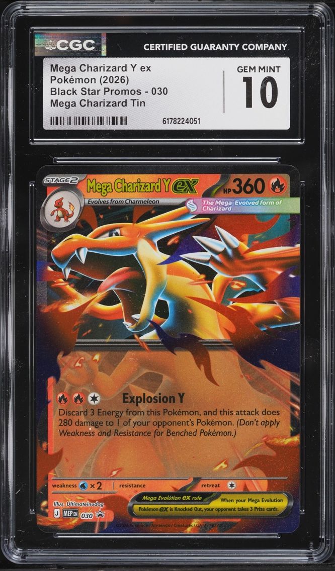 2026 Pokemon Mega Evolution Black Star Promo Tin Mega Charizard Y Ex #30 CGC 10 GEM MINT