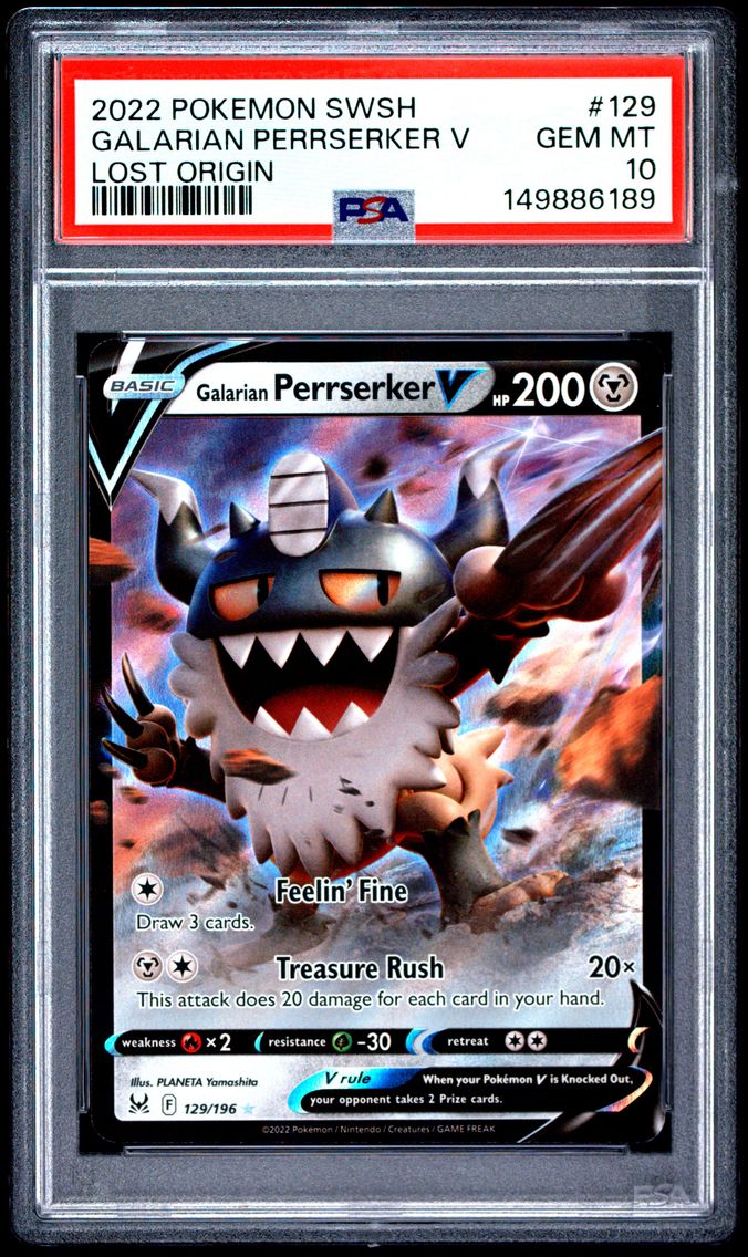 2022 #129 Galarian Perrserker V PSA 10 Sword & Shield Lost Origin