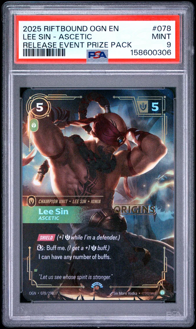 2025 #078 Lee Sin - Ascetic PSA 9 Riftbound: League of Legends Ogn-Origins