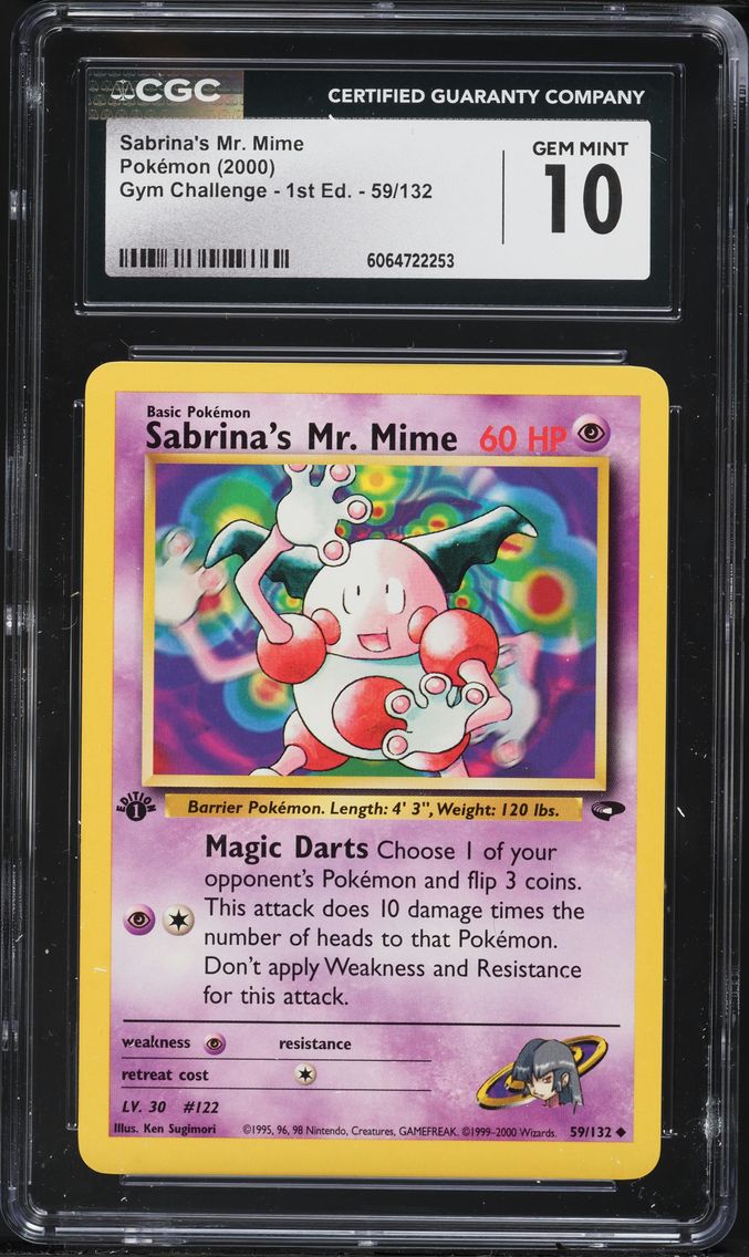 2000 #59 Sabrina's Mr. Mime 1st Edition CGC 10 Gym Challenge Pokemon