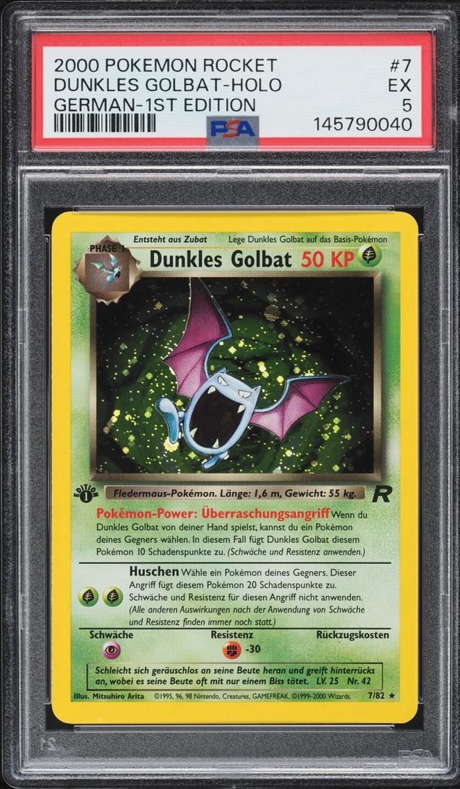 2000 Pokemon German Rocket 1st Edition Holo Dark Golbat #7 PSA 5 EX