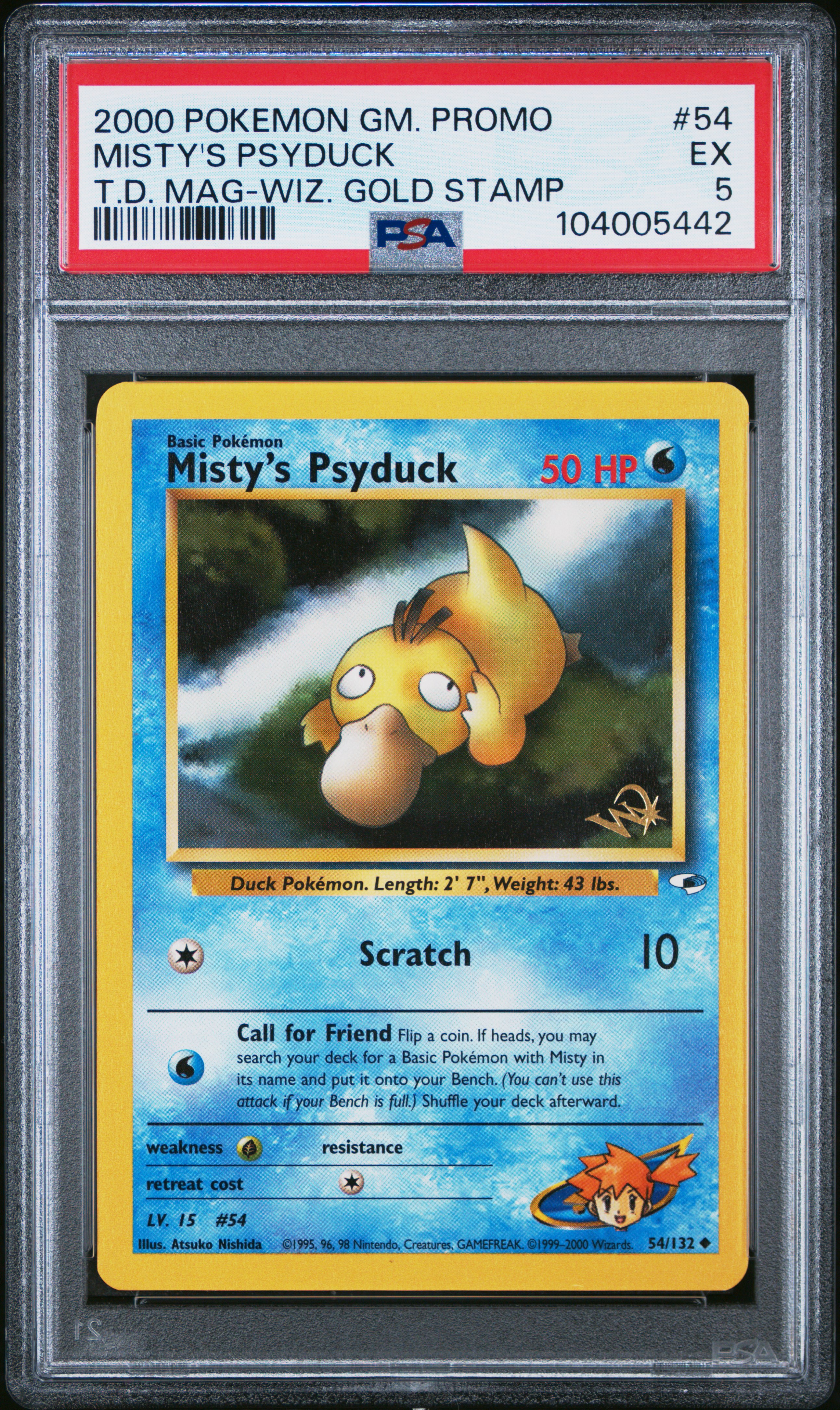 2000 #54 Misty'S Psyduck PSA 5 Game Promo