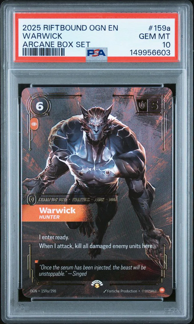 2025 #159a Warwick - Hunter PSA 10 Riftbound: League of Legends Ogn-Origins