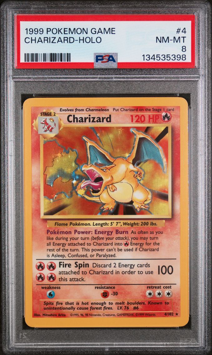 1999 #4 Charizard-Holo PSA 8 Gam