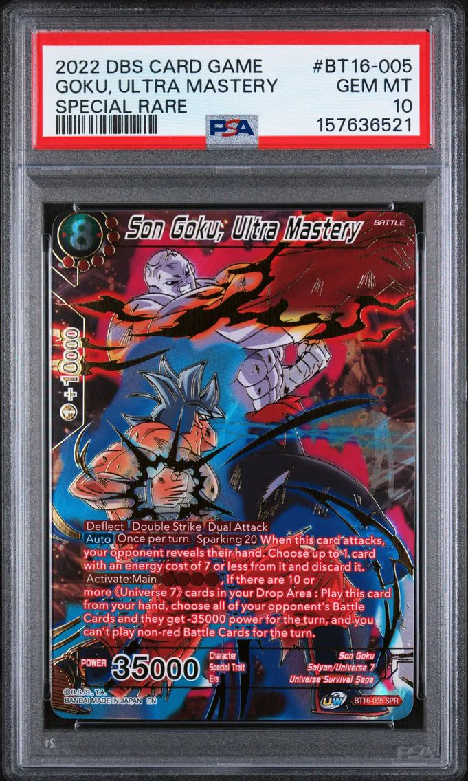 2022 #BT16-005 Son Goku, Ultra Mastery PSA 10 Dragon Ball Super Card Game Series 16 Realm of the Gods