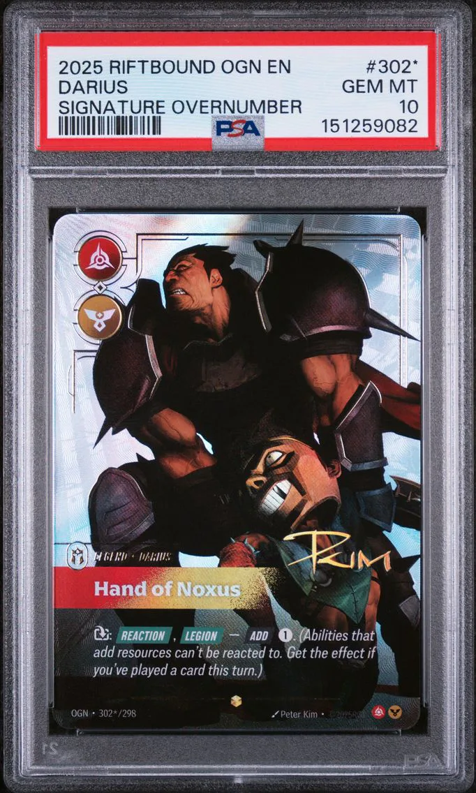 2025 #302* Darius - Hand of Noxus PSA 10 Riftbound: League of Legends Ogn-Origins