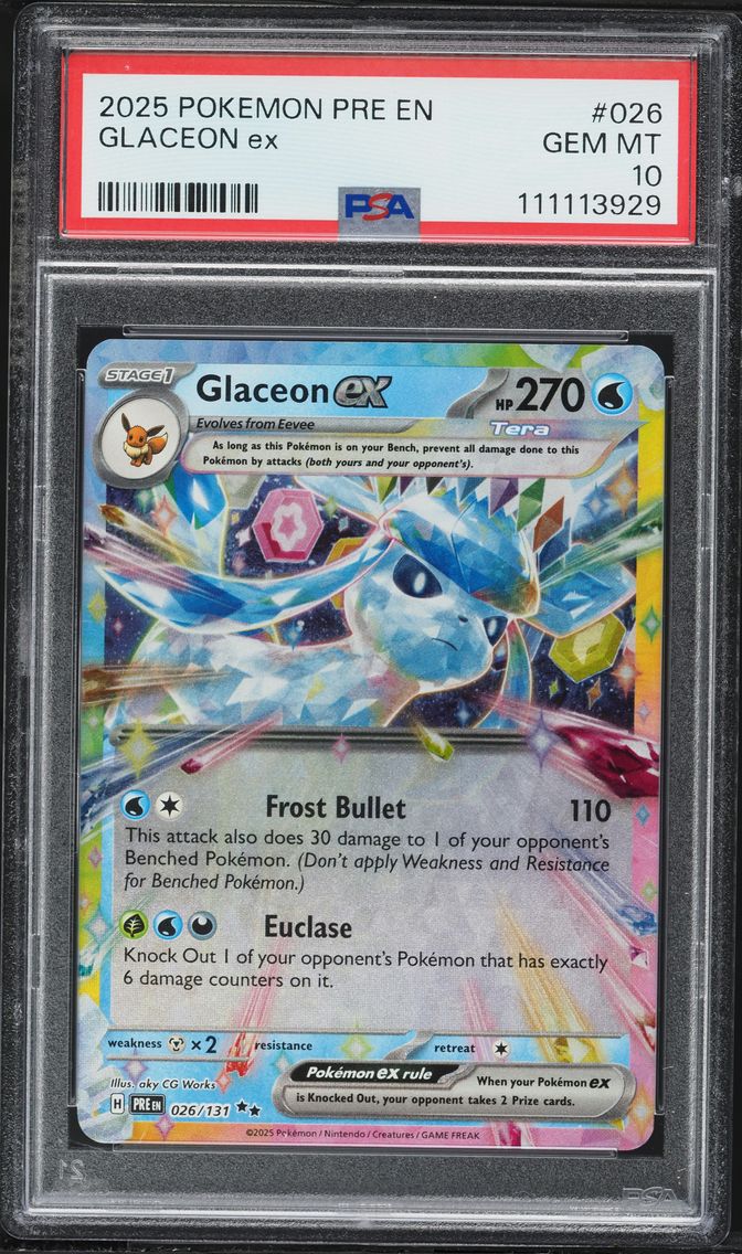 2025 #026 Glaceon EX PSA 10 Pre EN-Prismatic Evolutions Pokemon