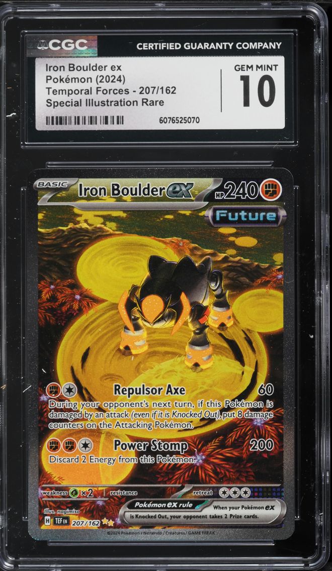 2024 #207 Iron Boulder EX CGC 10 Tef EN-Temporal Forces Pokemon