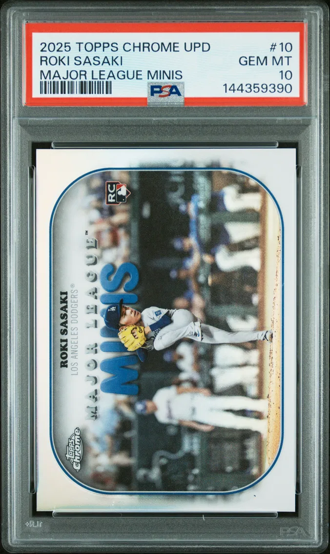 2025 #10 ROKI SASAKI PSA 10 Topps Chrome Update Major League Minis