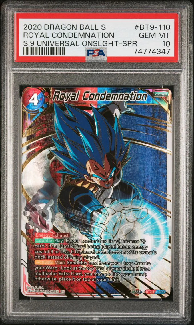 2020 #BT9-110 Royal Condemnation PSA 10 Dragon Ball Super Card Game Series 9 Universal Onslaught