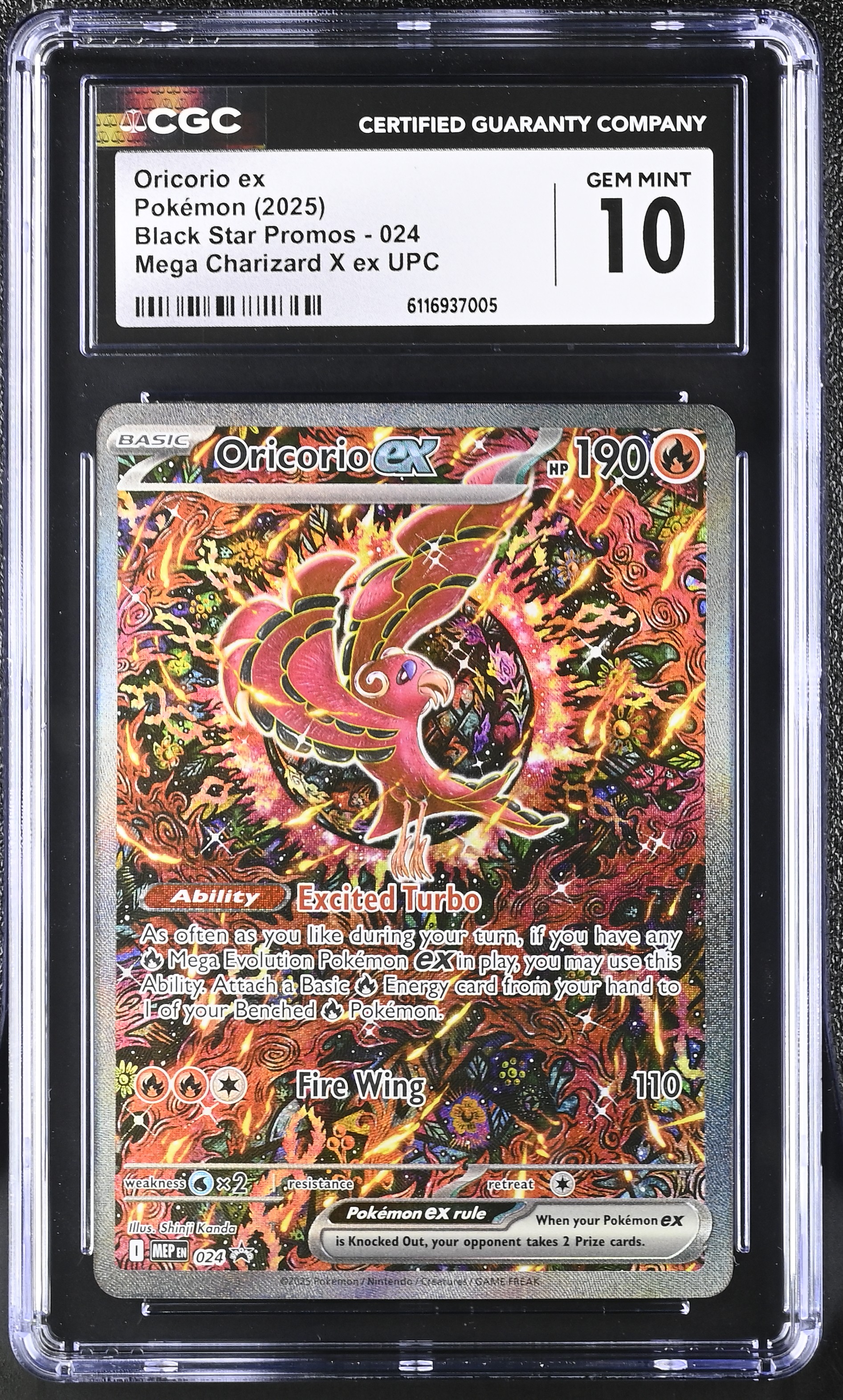 2025 #024 Oricorio Ex CGC 10 Black Star Promos - Mega Evolution Mep En - English
