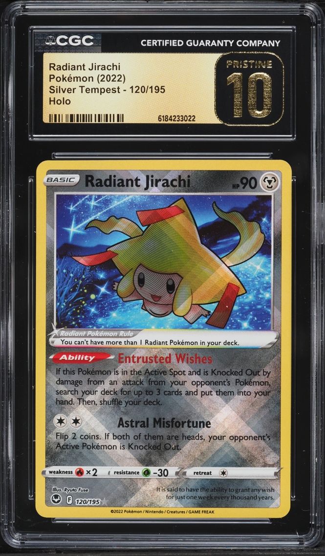 2022 #120 Radiant Jirachi CGC 10 Pokemon Sword & Shield Silver Tempest Holo