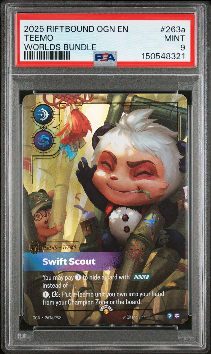 2025 #263a Teemo - Swift Scout PSA 9 Riftbound: League of Legends Ogn-Origins