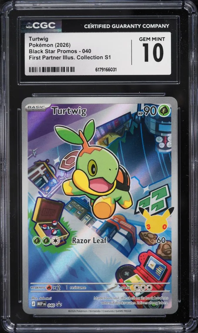 2026 Pokemon Mega Evolution Promo First Partner Illustration S1 Full Art Turtwig #40 CGC 10 GEM