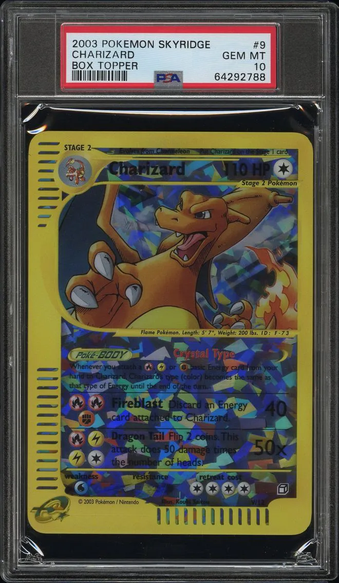2003 #9 CHARIZARD PSA 10 POKEMON SKYRIDGE BOX TOPPER