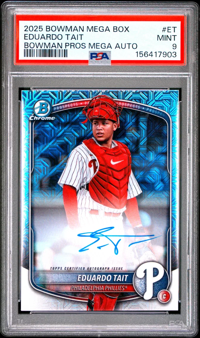 2025 #ET Eduardo Tait PSA 9 Bowman Mega Box Bowman Prospect Mega Autographs
