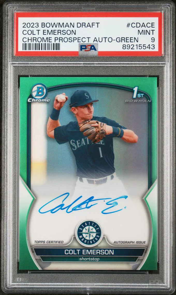 2023 #CDACE Colt Emerson PSA 9 Bowman Draft Chrome Prospect Autograph