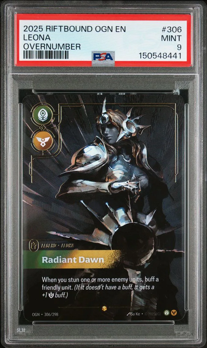 2025 #306 Leona - Radiant Dawn PSA 9 Riftbound: League of Legends Ogn-Origins