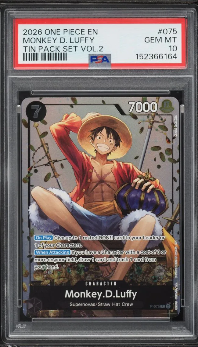 2026 #P-075 Monkey D. Luffy PSA 10 One Piece Promo Tin Pack Set Vol. 2