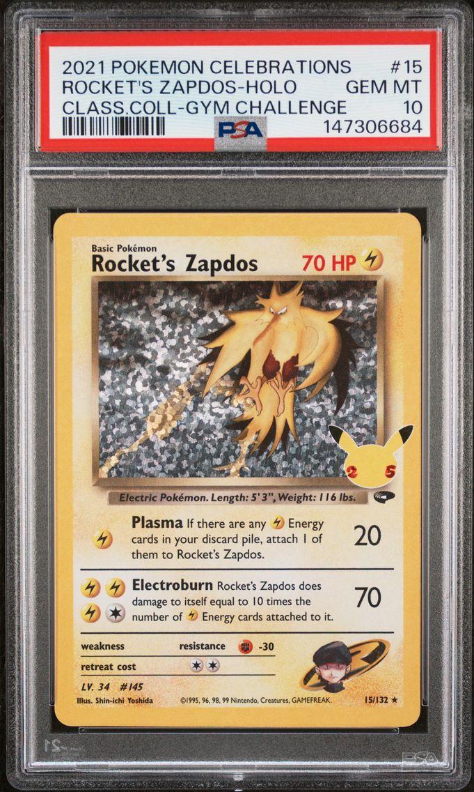 2021 #15 Rocket's Zapdos-Holo PSA 10 Celebrations Classic Collection Pokemon