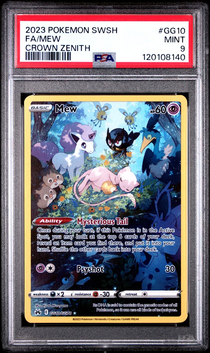 2023 #GG10 Full Art/Mew PSA 9 Sword and Shield Crown Zenith Pokemon