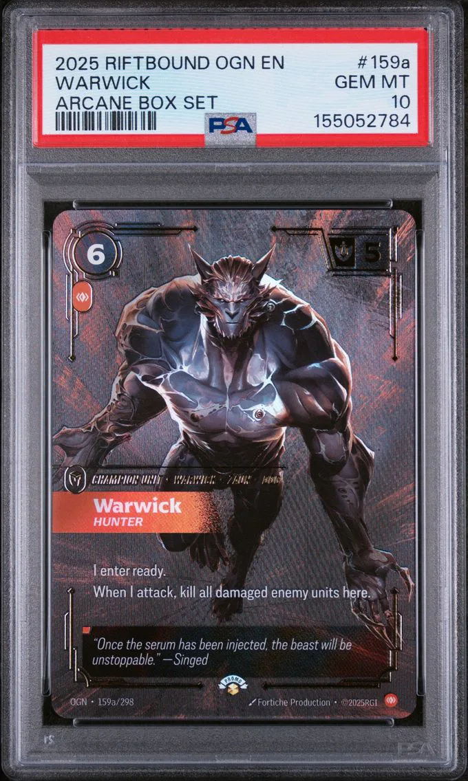 2025 #159a Warwick - Hunter PSA 10 Riftbound: League of Legends Ogn-Origins
