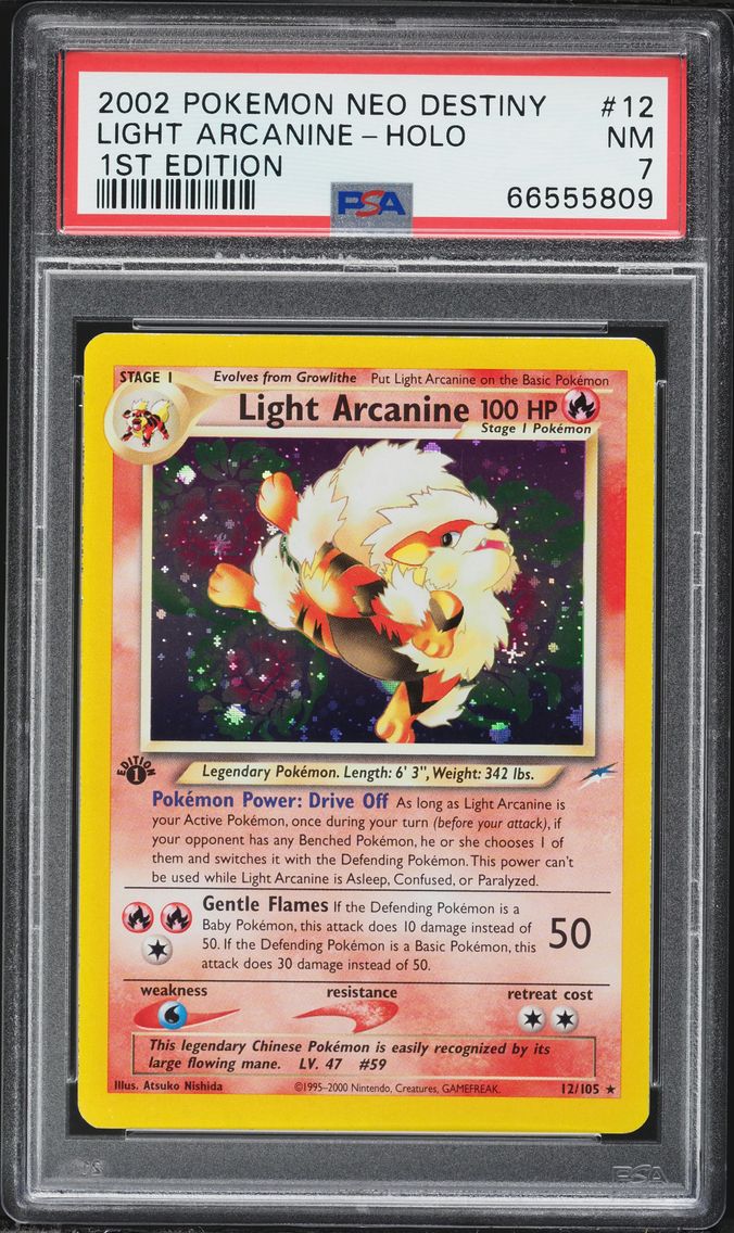 2002 #12 Light Arcanine-Holo 1st Edition PSA 7 Neo Destiny Pokemon