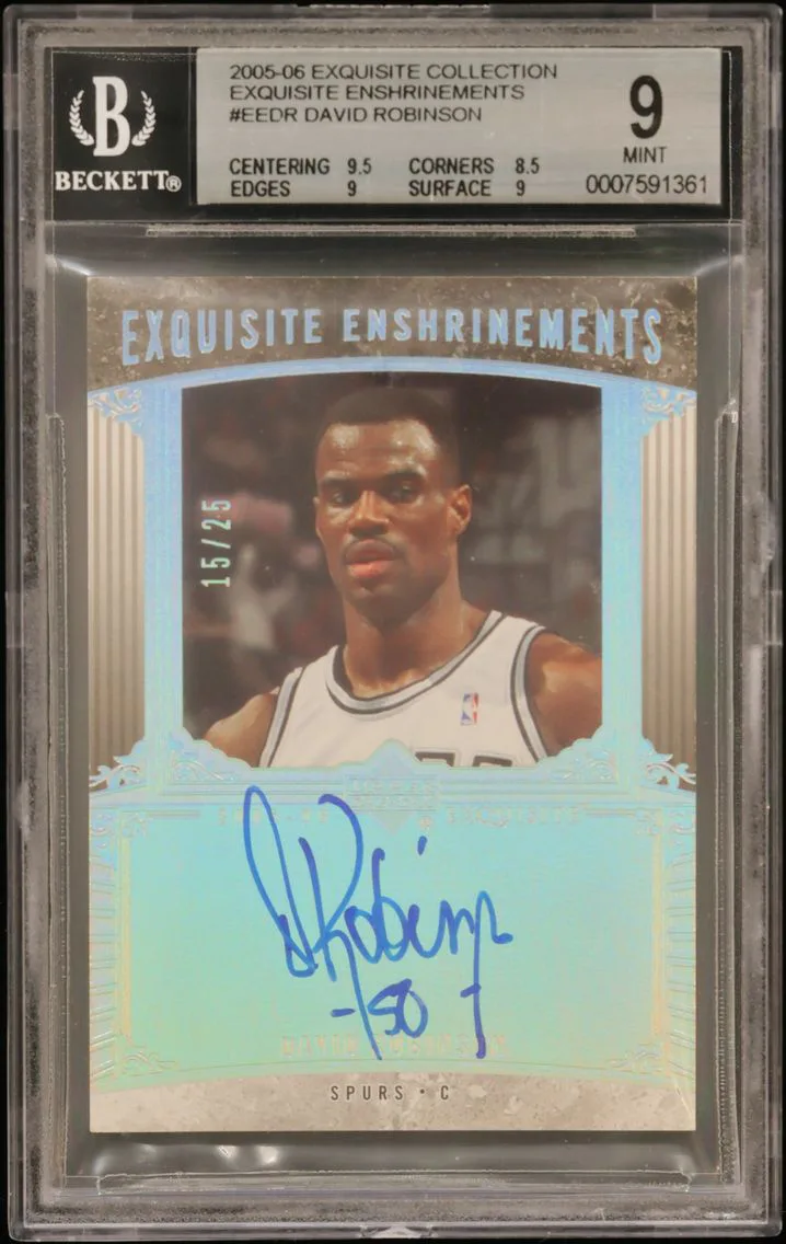2005 #EEDR David Robinson BGS 9 Exquisite Collection Enshrinements