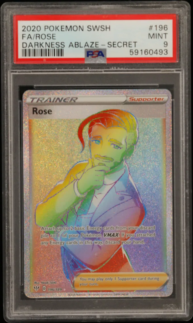 2020 #196 Full Art/Rose PSA 9 Sword & Shield Darkness Ablaze