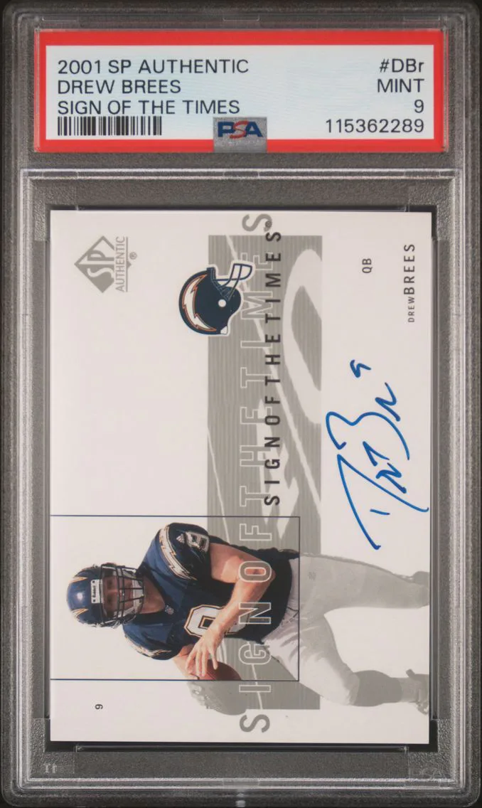 2001 #DBr Drew Brees PSA 9 SP Authentic Sign of the Times
