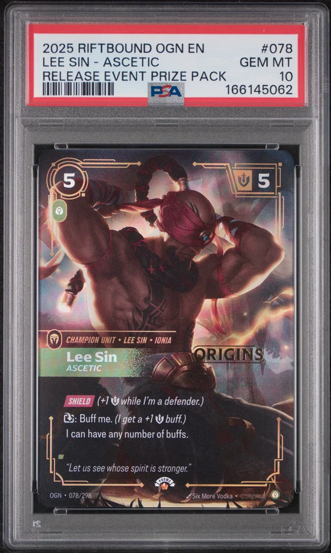 2025 #078 Lee Sin - Ascetic PSA 10 Riftbound: League of Legends Ogn-Origins